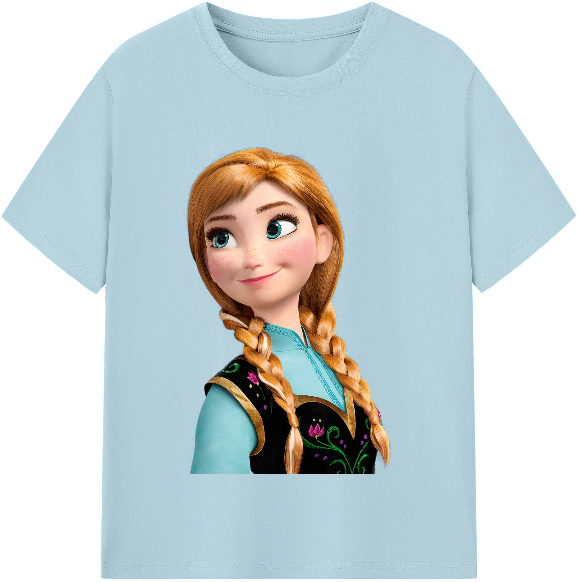 （画像用） アナと雪の女王 アンナ エルサ Frozen Anna Elsa 綿100％半袖Tシャツ（フロントプリント）